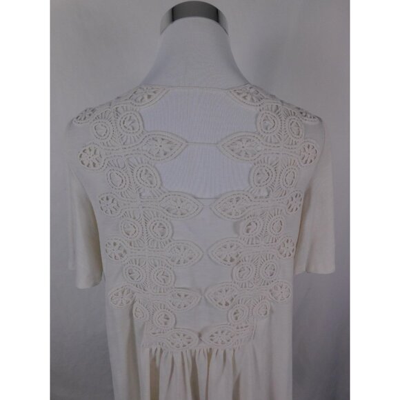 Lace Up Tassel Crochet Peasant Shirt Womens Large White Tunic Boho - Picture 6 of 11